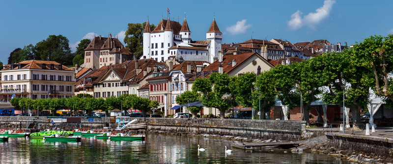 Nyon is a town situated by Lake Geneva