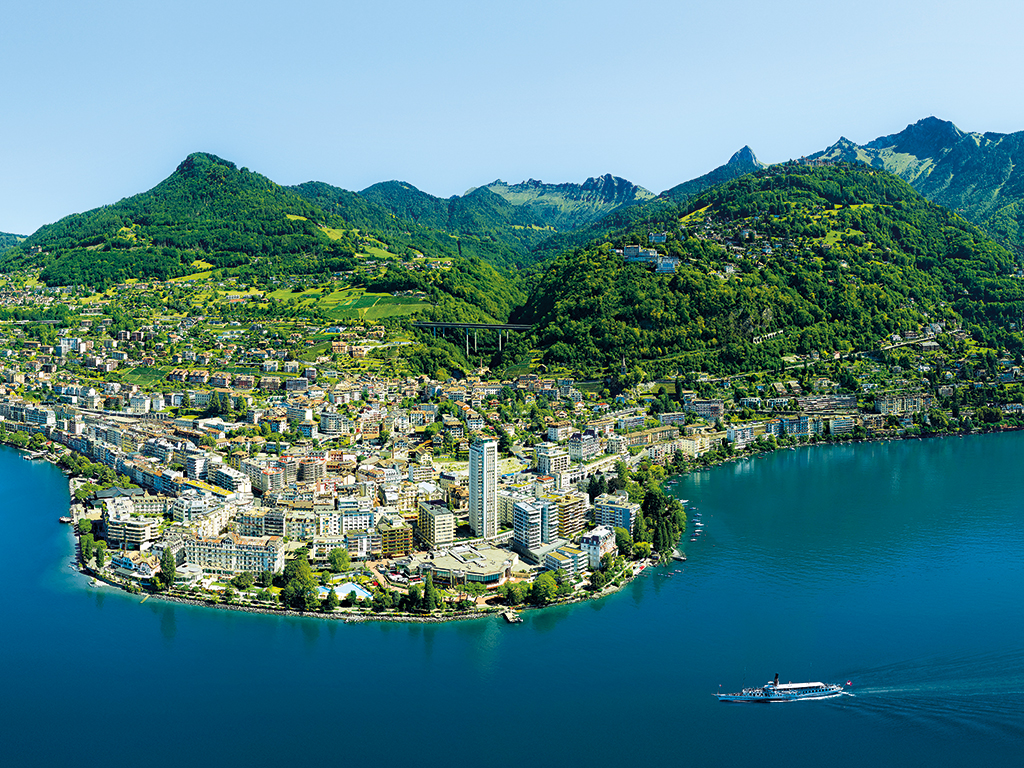 Beautiful ariel view of Montreux riviera